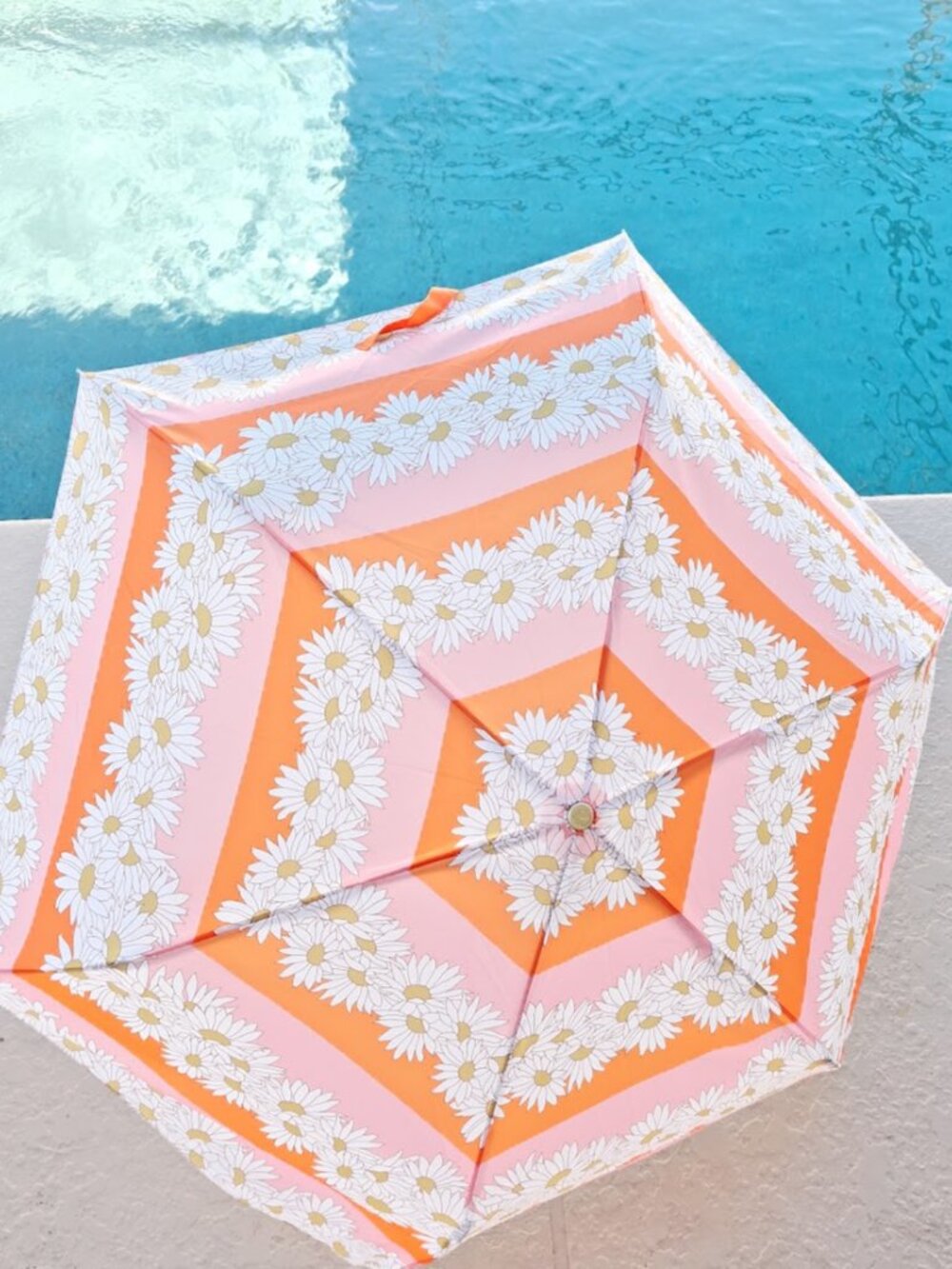 Spartina 449 Audubon Daisy Stripe NWT Travel Umbrella Floral Preppy Resort 38in